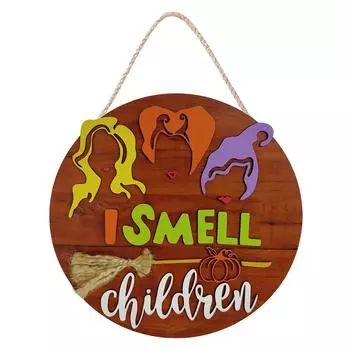 Хэллоуин ведьма фильм дверной знак входная дверь деревянный подвесной знак для Хэллоуина домашний наружный настенный декор Stereo 1