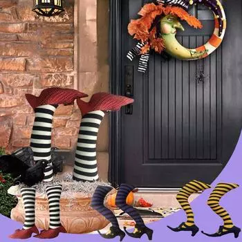 Хэллоуин ведьма падение ведьма метла садовые украшения для сада в горшке фиолетовый