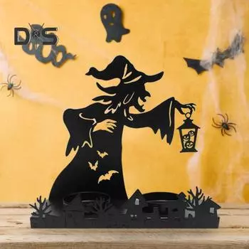 Хэллоуин ведьма подсвечник смола, фигурки призраков жуткие настольные статуи украшения для домашнего декора сада чёрный