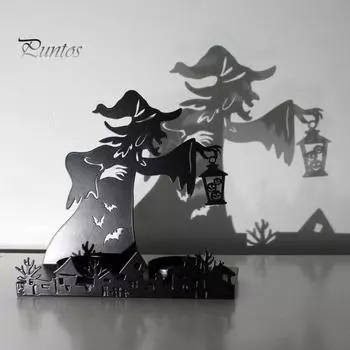 Хэллоуин ведьма подсвечник смола, фигурки призраков жуткие настольные статуи украшения для домашнего декора сада чёрный