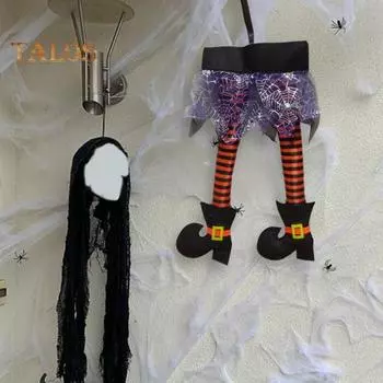 Хэллоуин ведьмы ноги реквизит подвесной плюшевый чучело ведьмы ноги украшение с обувью для входной двери стены окна багажника автомобиля декор фиолетовый