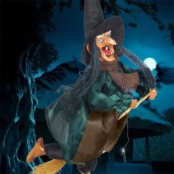 Хэллоуин висит анимированный реквизит говорящей ведьмы смех декор управления звуком