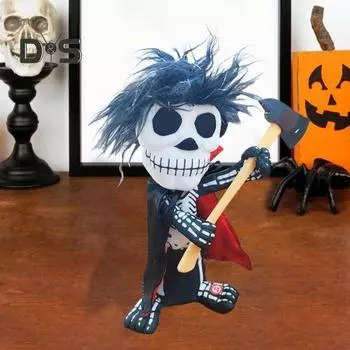 Хэллоуин вращающийся скелет фигурка электрическая музыка вращающийся скелет с красными светящимися глазами для Хэллоуина фестиваль призраков реквизит A