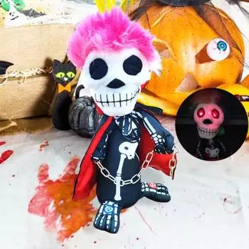 Хэллоуин вращающийся скелет фигурка электрическая музыка вращающийся скелет с красными светящимися глазами для Хэллоуина призрак D