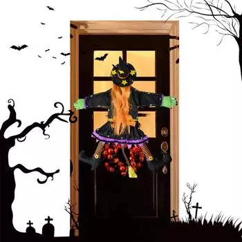 Хэллоуин, врезающаяся в дерево ведьма, декор для Хэллоуина, украшение для Хэллоуина QDE Purple Hair Purple Legs