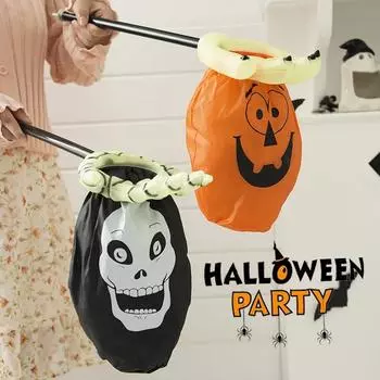 Хэллоуин выпрашивание сахарных мешочков Забавные дети держат конфетные мешочки Пальма ужасный череп Тыквенный мешок Реквизит для розыгрышей для детей
