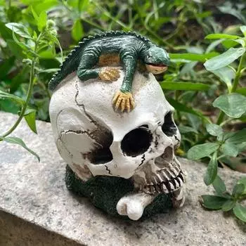 Хэллоуин Ящерица Череп Фигурка В натуральную величину Смола Череп Статуя Скульптура Домашний Офис Настольный Книжная Полка Украшение Орнамент Фестиваль