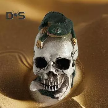 Хэллоуин Ящерица Череп Фигурка В натуральную величину Смола Череп Статуя Скульптура Домашний Офис Настольный Книжная Полка Украшение Орнамент Фестиваль Подарок A