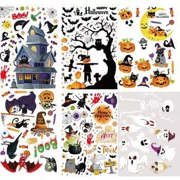 Хэллоуин Забавная Летучая Мышь Тыква 3D Наклейки На Стены Дверь Наклейка Страшная Роспись Домашнее Украшение 40 Parts
