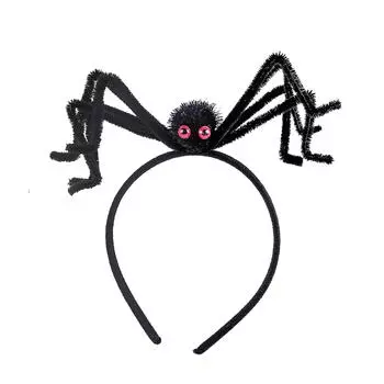 Хэллоуин забавная повязка для волос плюшевый мяч голова паука пуговица креативное представление сложный аксессуар для волос One Size чёрный