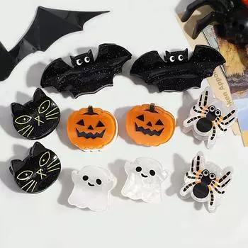 Хэллоуин Забавная тыква Призрак Летучая мышь Волосы Коготь Затылок Акула Заколки Мультфильм Милый Кот Заколки для волос Конский хвост Аксессуары для волос
