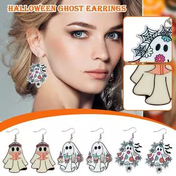 Хэллоуин забавные двухсторонние акриловые кофейные серьги-пауки для книжной полки милые серьги в виде маленького дьявола One Size