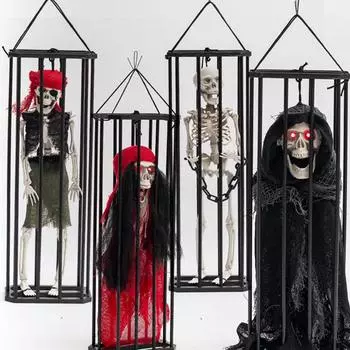 Хэллоуин заключенный призрак украшения ужас заключенный призрак подвеска индукционная клетка украшения реквизит для розыгрышей праздничное украшение One size