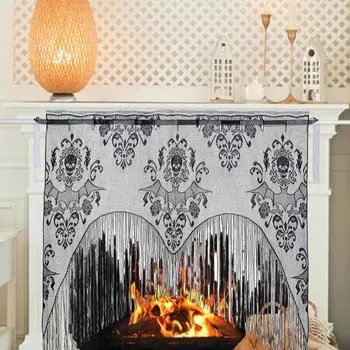 Хэллоуин занавеска на окно череп летучая мышь кружево занавеска украшение Хэллоуин дверь окно балдахин с