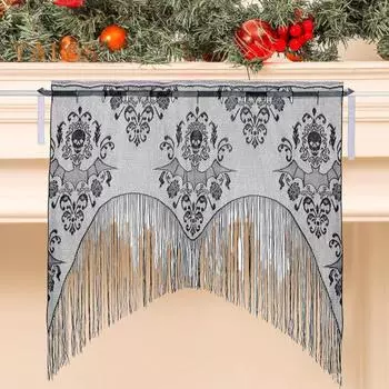 Хэллоуин занавеска на окно череп летучая мышь кружево занавеска украшение Хэллоуин дверь окно балдахин с кисточкой для домашнего декора вечеринки чёрный