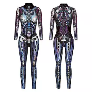 Хэллоуин Женщины Сексуальные Черепа Комбинезоны Косплей Костюм XL