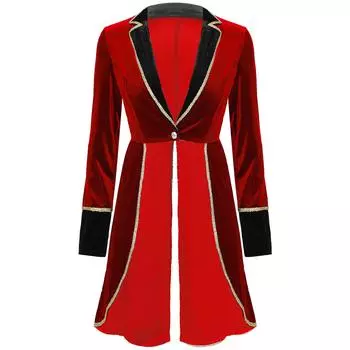 Хэллоуин женский взрослый цирковой костюм манежа бархатный пиджак с длинными рукавами пальто Рождественский карнавал косплэй фестиваль Rave XL синий