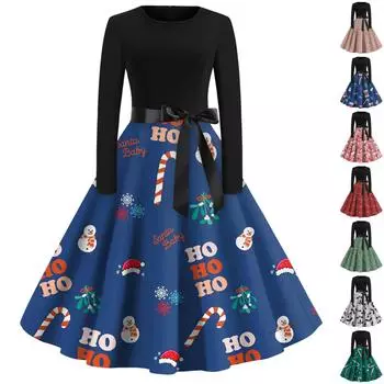 Хэллоуин женское повседневное модное винтажное платье с круглым вырезом и принтом XXL