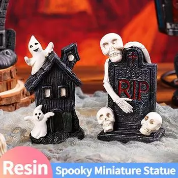 Хэллоуин жуткая миниатюрная статуэтка из смолы мини-череп призрак декор износостойкий микро череп призрак пейзаж для домашнего офиса