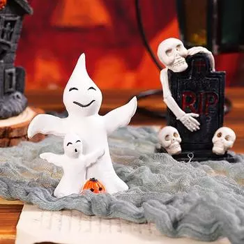 Хэллоуин жуткая миниатюрная статуэтка износостойкая фигурка ужасного призрака мини-череп привидение декор для украшения дома с привидениями