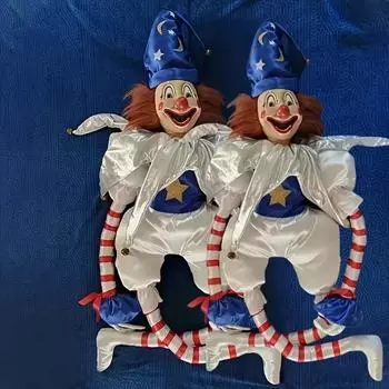 Хэллоуин жуткая синяя шляпа клоун кукла украшение хлопок плюш мягкая игрушка вечеринка гостиная стол диван фестиваль украшение розыгрыш подарок белый
