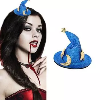 Хэллоуин Жуткая Ведьмина Шляпа Заколка Для Волос Аксессуар Для Волос Шпильки Зажимы синий