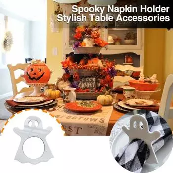 Хэллоуин Жуткий держатель для салфеток Кольца Креативная акриловая салфетка с призраком Домашнее украшение стола Украшение вечеринки на Хэллоуин Хозяйственные товары белый