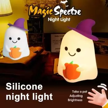 Хэллоуин Жуткий Ночной Светильник Сенсорное Управление Регулировка Яркости 7 Цветов Милый Дизайн Призрака Праздничное Украшение Для Вечеринки 5W A
