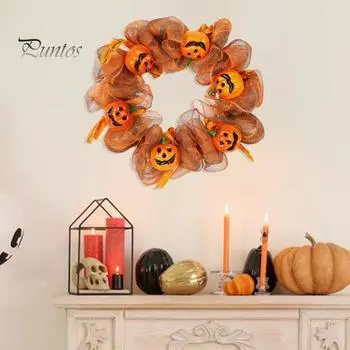 Хэллоуин жуткий тыквенный венок домашний офис входная дверь настенная гирлянда с тыквенной головой украшение для праздника украшение 35cm