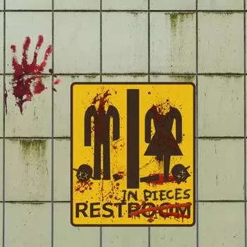 Хэллоуин Жуткий знак туалета наклейка съемная водонепроницаемый ПВХ самоклеящаяся домашний офис ванная комната настенное искусство украшение наклейка H