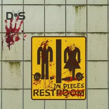 Хэллоуин Жуткий знак туалета наклейка съемная водонепроницаемый ПВХ самоклеящаяся домашний офис ванная комната настенное искусство украшение наклейка B