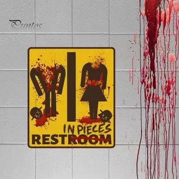 Хэллоуин Жуткий знак туалета наклейка съемная водонепроницаемый ПВХ самоклеящаяся домашний офис ванная комната настенное искусство украшение наклейка F