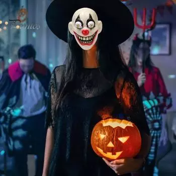 Хэллоуин Зомби Головной Убор Клоун Страшные Выпученные Глаза Реалистичный Многоразовый Костюм Дома С Привидениями Партия Косплей Головной Убор Праздничные Атрибуты чёрный