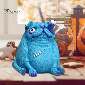 Хэллоуин зомби собака статуэтка жуткий бульдог смоляная статуя скульптура для дома и улицы сад настольное украшение орнамент праздничный подарок жёлтый