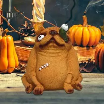 Хэллоуин зомби собака статуэтка жуткий бульдог смоляная статуя скульптура для дома и улицы сад настольное украшение орнамент праздничный подарок синий