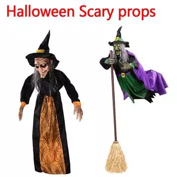 Хэллоуинская анимированная говорящая ведьма с красными глазами, управляемая голосом, реквизит для дома с привидениями, украшение для дома ужасов