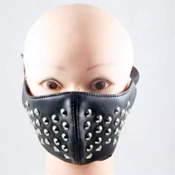 Хэллоуинская панк-маска с заклепками, противопыльная черная кожаная маска для мужчин и женщин, хип-хоп, готические маски, барные маски для сцены чёрный