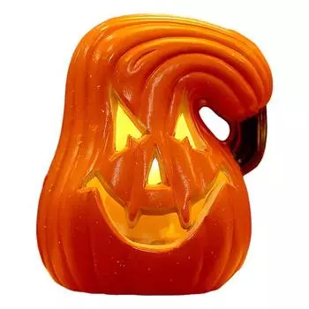 Хэллоуинская тыквенная лампа Жуткая светящаяся тыквенная фигурка Светящаяся декоративная тыква со светодиодной подсветкой для дома с привидениями Хэллоуин Домашний сад Декор A