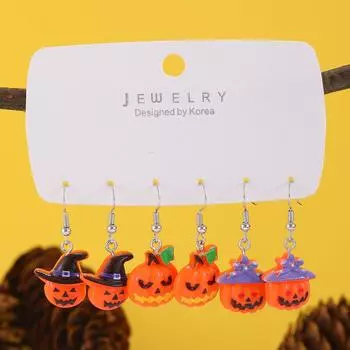 Хэллоуинская вечеринка, ужасающие, смешные, милые серьги-призраки в виде тыквы 1 set
