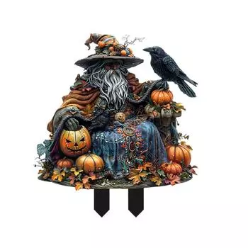 Хэллоуинские огни на улице,Хэллоуинские украшения для двора,Хэллоуинская акриловая декорация в виде тыквы-старейшины,Украшение сцены с горшечными растениями,Реквизит для декораций,Декоративные таблички One Size