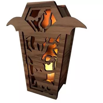 Хэллоуинские поделки Подсвечник в виде гроба Деревянные поделки Светильник в виде гроба One Size