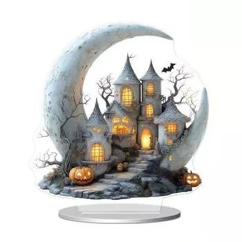 Хэллоуинские украшения 2D акриловые плоские призрачные украшения с подсветкой жуткий ночник украшения для стола дома офиса кафе C