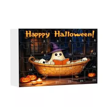 Хэллоуинский адвент-календарь для девочек 24-дневный календарь обратного отсчета с 24 шт. серег в виде призрака с книгой для чтения для хэллоуинской вечеринки G