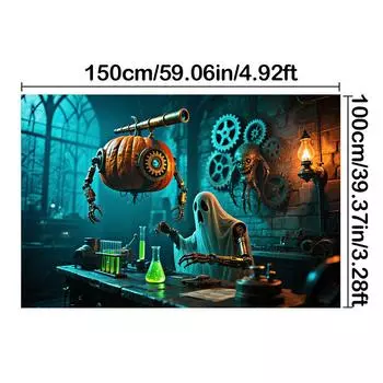 Хэллоуинский фон с тыквами-фонарями, привидениями, зельями, лабораторным дизайном для фотобудки, для вечеринок в помещении/на открытом воздухе, хэллоуинский декор 150*100cm/59*39in/5*3ft