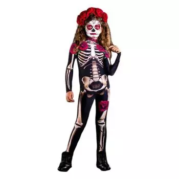 Хэллоуинский комбинезон с принтом черепов и костей, костюм для родителей и детей 120 чёрный