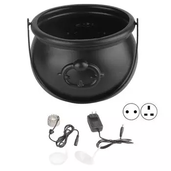 Хэллоуинский котел, создатель тумана, 12 светодиодов, стиль ужасов, серебряный Хэллоуин, создатель тумана, украшения для вечеринки US Plug