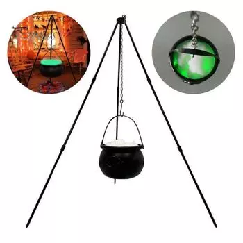 Хэллоуинский котел ведьмы, большой котел ведьмы на штативе с подсветкой, наружное жуткое ведро для конфет для украшения вечеринки на Хэллоуин чёрный