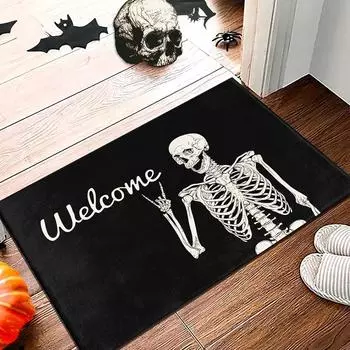 Хэллоуинский коврик для двери с черепом для внутренней и наружной декорации, 50x80см