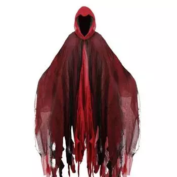 Хэллоуинский плащ с капюшоном для взрослых, средневековый плащ ведьмы/колдуна, унисекс, костюм призрака для косплея, костюм Крика для костюмированной вечеринки, косплея красный