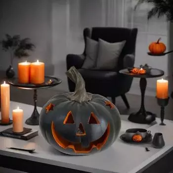 ХэллоуинТыквенныеФонари, СадовыйБанкет, Украшения дляЛужайки, Самостоятельные Ic Флэш СмолаТыквенныеФонари One Size серый